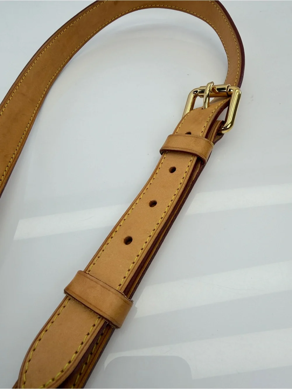 Louis Vuitton Bandouliere Leather Shoulder Strap with Gold Hardware - Tan